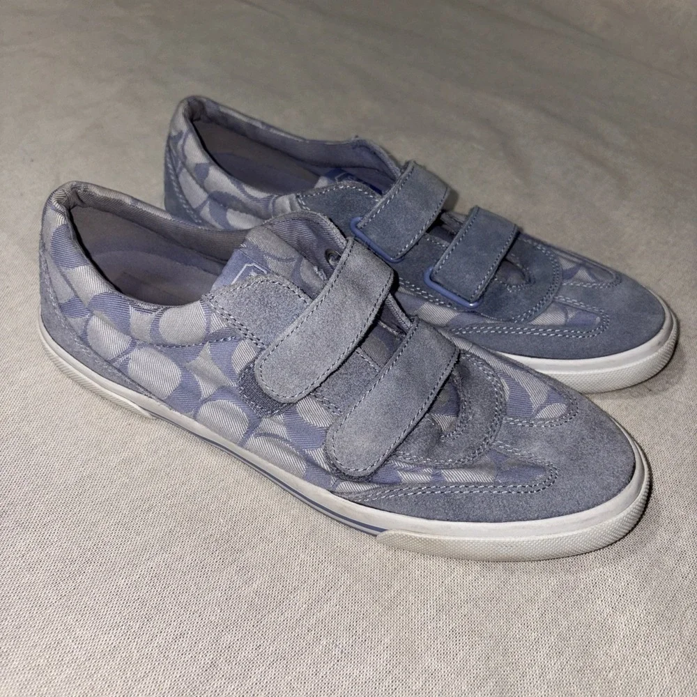 Coach Priya Signature Suede Trim Hook Loop Canvas Sneakers in lilac Size‎ 8 US
